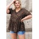 thumbnail image 2 of ABPHQTO Camiseta de mujer de talla grande con cuello en V y volantes con estampado de leopardo negro, 2 of 5
