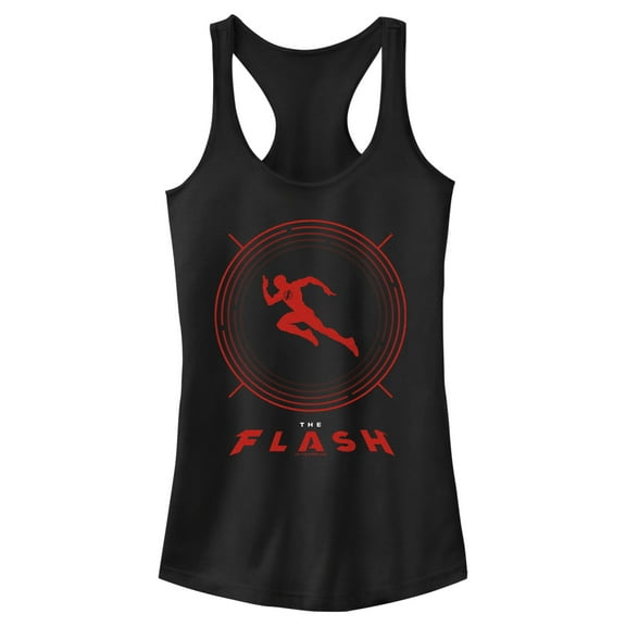 Junior's The Flash Speedster Red Silhouette Racerback Tank Top Black X Small