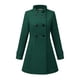 thumbnail image 1 of Abrigo de invierno con bolsillos inclinados con doble botonadura y cuello alto para mujer Verde oscuro XS, 1 of 6