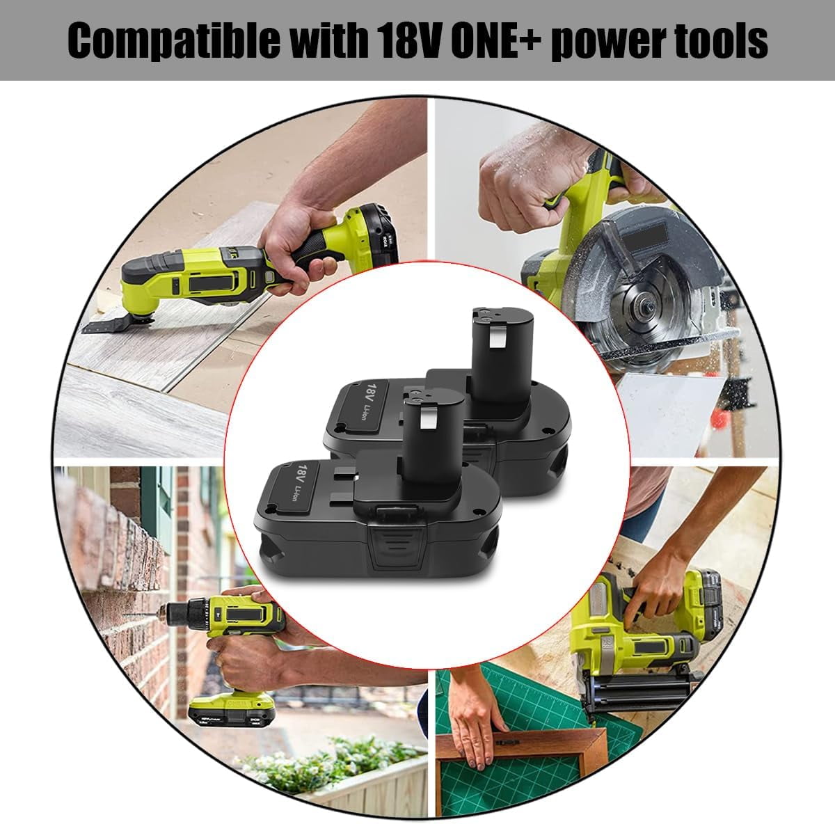 2 Pack 18V 4.0Ah Compact Battery for Ryobi 18V Battery 4Ah 3Ah 2Ah 1.5Ah P191 P190 P161 PBP003 PBP006 P189 PBP002 18 Volts ONE+ Plus Lithium Ion Battery