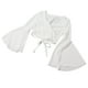 thumbnail image 4 of Women Wrap V Neck Top Criss Cross Tie Back Long Sleeve Navel Exposed Blouse Shirt Top White XL, 4 of 22
