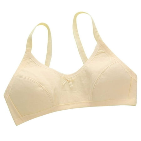 GEWSEY Bras for Teens Girls Seamless Training Bra Crop Training Bras for Girls Sports Bra Beige 10-16 Years