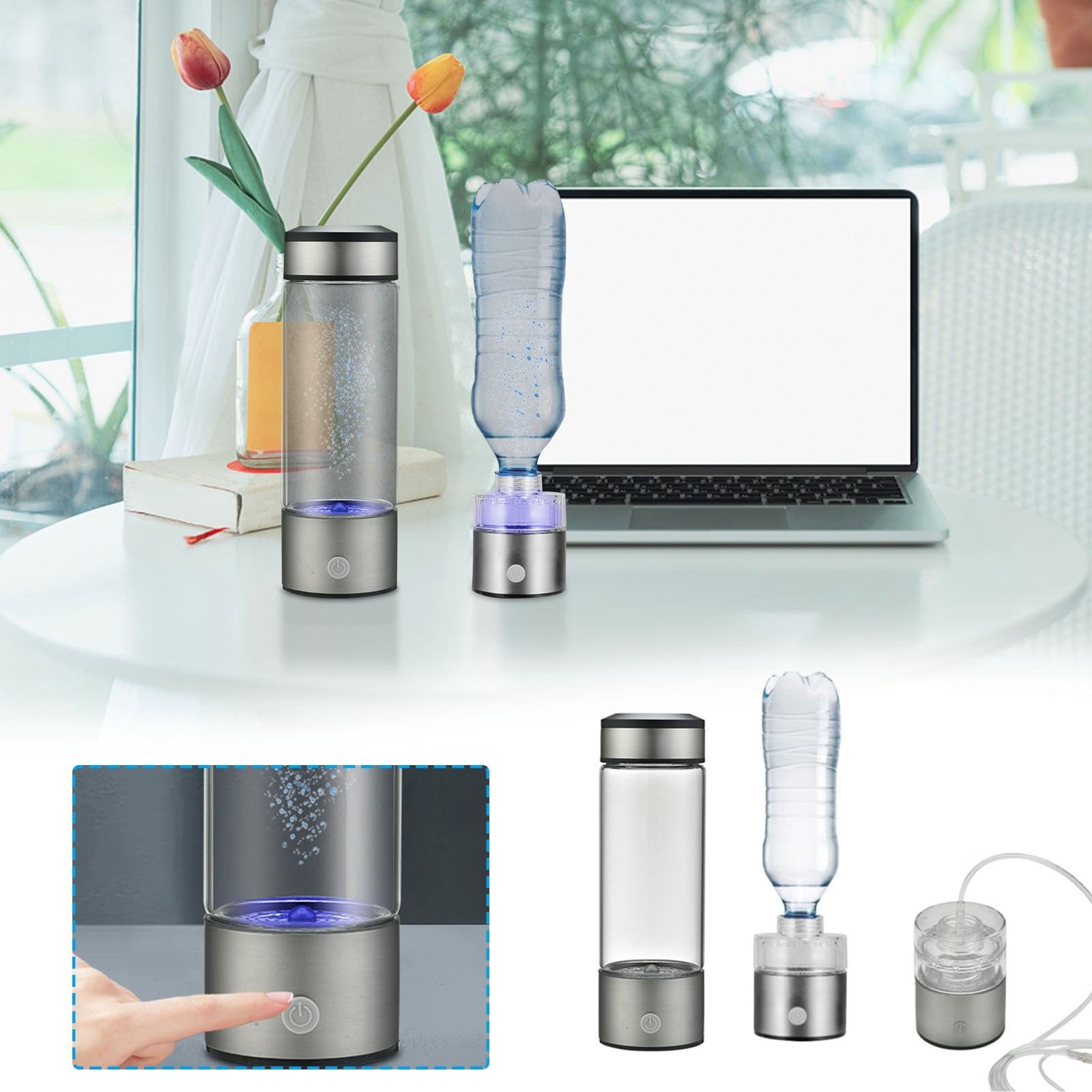 Up to 60% off Gifts Viflosae Portable Hydrogen Water Generator With SPE And Pem Technology Rechargeable Portable Glass Hydrogen Water Generator Bottle Deals