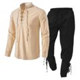 thumbnail image 2 of LEKDFST Men Renaissance Set Pirate Viking Shirt Pant BK2 S, 2 of 3