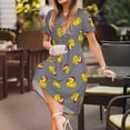 thumbnail image 3 of Easygdp Christmas hat duck para Vestido Transpirable de Mujer, Vestido Suelto de Manga Corta con Pliegues y Bolsillos para el Verano, 3 of 6