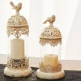 thumbnail image 2 of Moroccan Style Candlestick Candle Holder with Glass Cover Iron Bird Cage Candlestick Holder Stand Lantern Desktop Ornaments (B2), 2 of 7