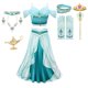 thumbnail image 1 of Disney princesa sirena Ariel Rapunzel Jasmine vestido niñas Tiana niños Cosplay disfraz Halloween cumpleaños fiesta ropa Outfits5-6T Gao Jinjia LED, 1 of 2