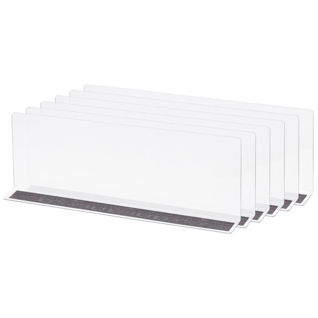 Divisores de Estante L Unique Bargains PVC Transparente Organizador Tablillas para Armario Supermercado con Magnética Tira 35 x 4 x 12cm Paquete de 6