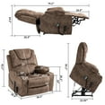 thumbnail image 7 of HSUNNS Power Lift Recliner Chair for Elderly, Dual Silent Lift Motor Velvet Single Sofa with Massage and Heat, Side Pockets, 180 Lay Flat Oversized Recliner Chair for Living Room, Brown, 7 of 7