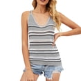 thumbnail image 1 of HBFAGFB Womens Tank Tops Spring Summer V Neck Stripe Color Blocking Knitted Trendy Vest Grey Size M, 1 of 8