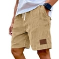 thumbnail image 2 of Mens Corduroy Shorts Casual Elastic Waist Drawstring 2026 Summer Beach Lounge Short Earthy Yellow XL, 2 of 7