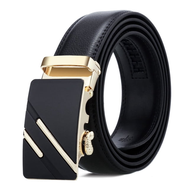 Waist Belt Solid Color Faux Leather Durable Automatic Buckle Men Belt for Daily Wear