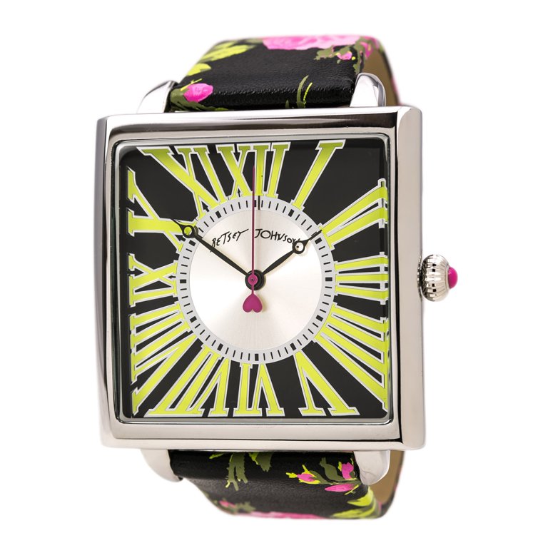 Women\'s Floral Dial Strap Watch Black/Silver Women main image 2