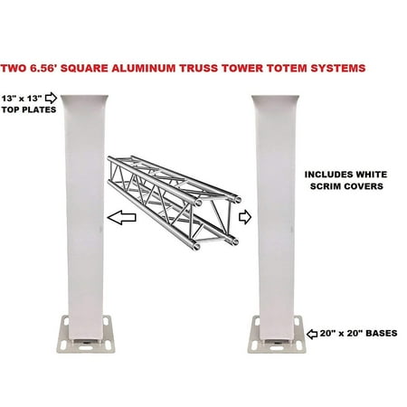 Two (2) Pair of Totem 2m 6.56ft Aluminum Square Truss Tower Base Scrim Included Vertical System