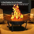 thumbnail image 4 of 43 Inch Fire Pit with 2 Grill, Outdoor Wood Burning Firepit with Lid, Metal Round Table for Backyard Patio Garden Picnic Camping Bonfire, 4 of 6