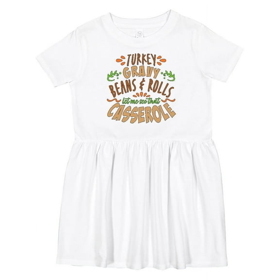 Inktastic Turkey, Gravy, Beans, Rolls, Casserole Girls Toddler Dress