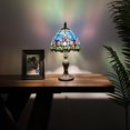 thumbnail image 2 of Tiffany Mini Table Lamp Blue Stained Glass Tulips for Living Room Bedroom Bedside 8" D*8" W*15" H, 2 of 6