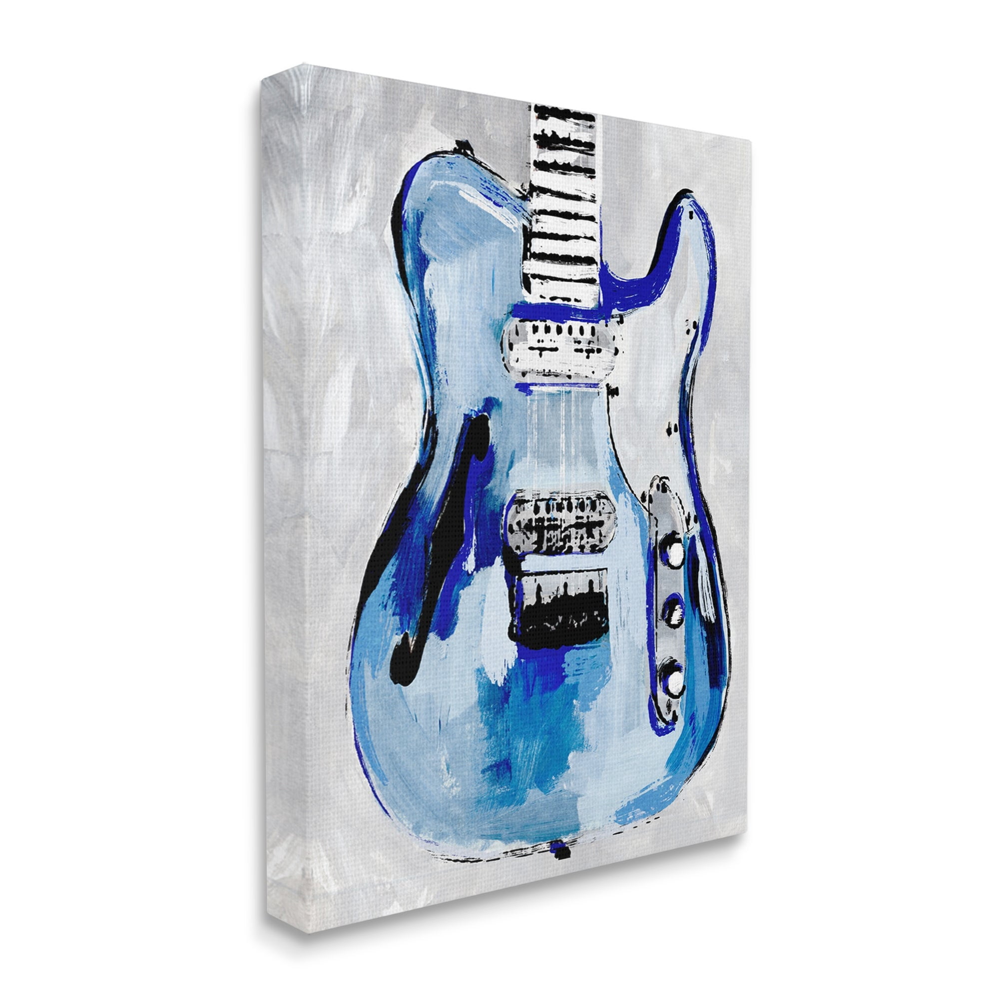 Stupell Industries Abstract Rockstar Guitar Modern Painting Blue Grey, 16 x 20,Design by Annie Warren