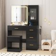 thumbnail image 1 of Coiffeuse avec Miroir, Table de Maquillage Moderne, Tabouret de Rangement, 4 Tiroirs, Coiffeuse avec Miroir de Maquillage, 1 of 6