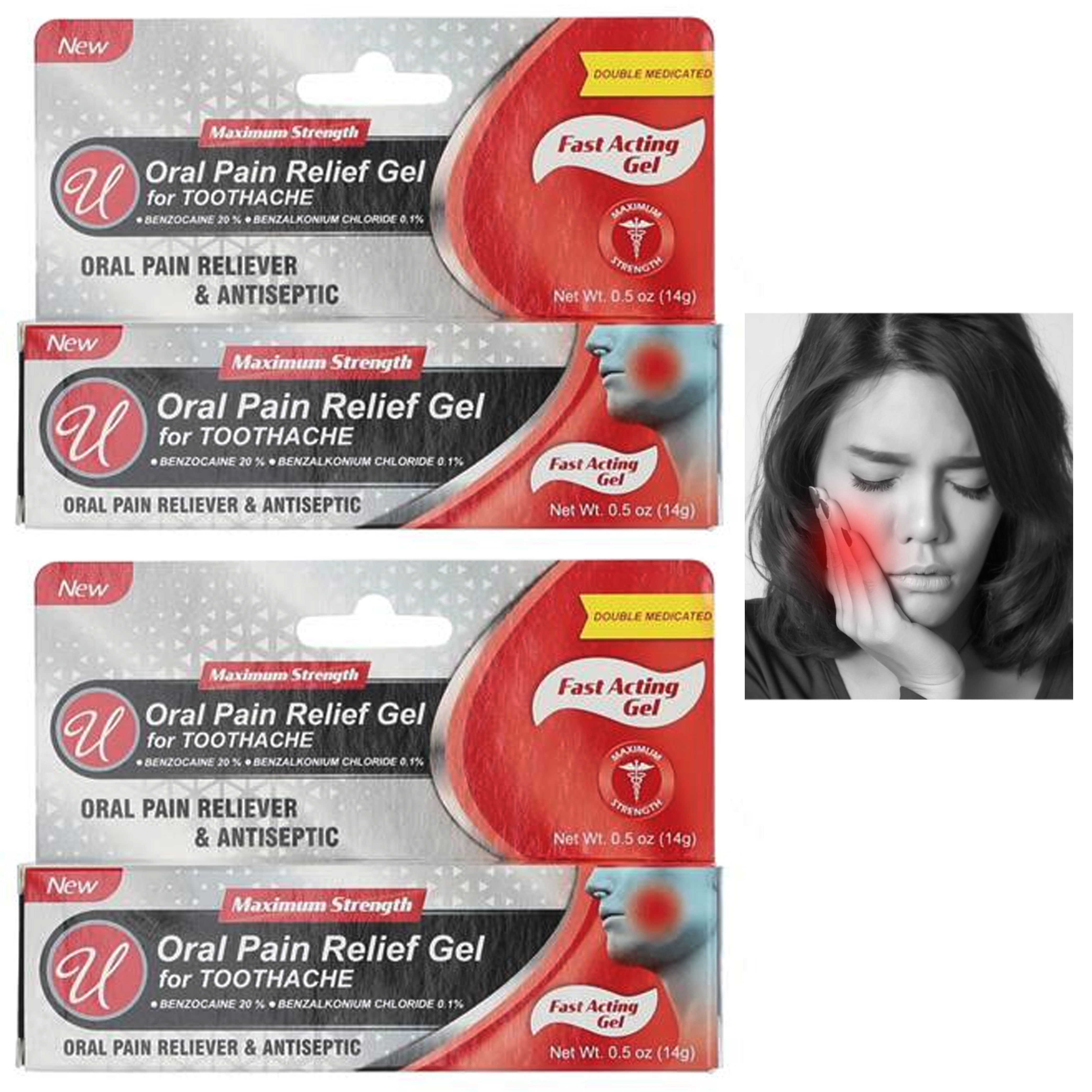2 Oral Analgesic Gel Maximum Strength Benzocaine 20 Toothache Pain