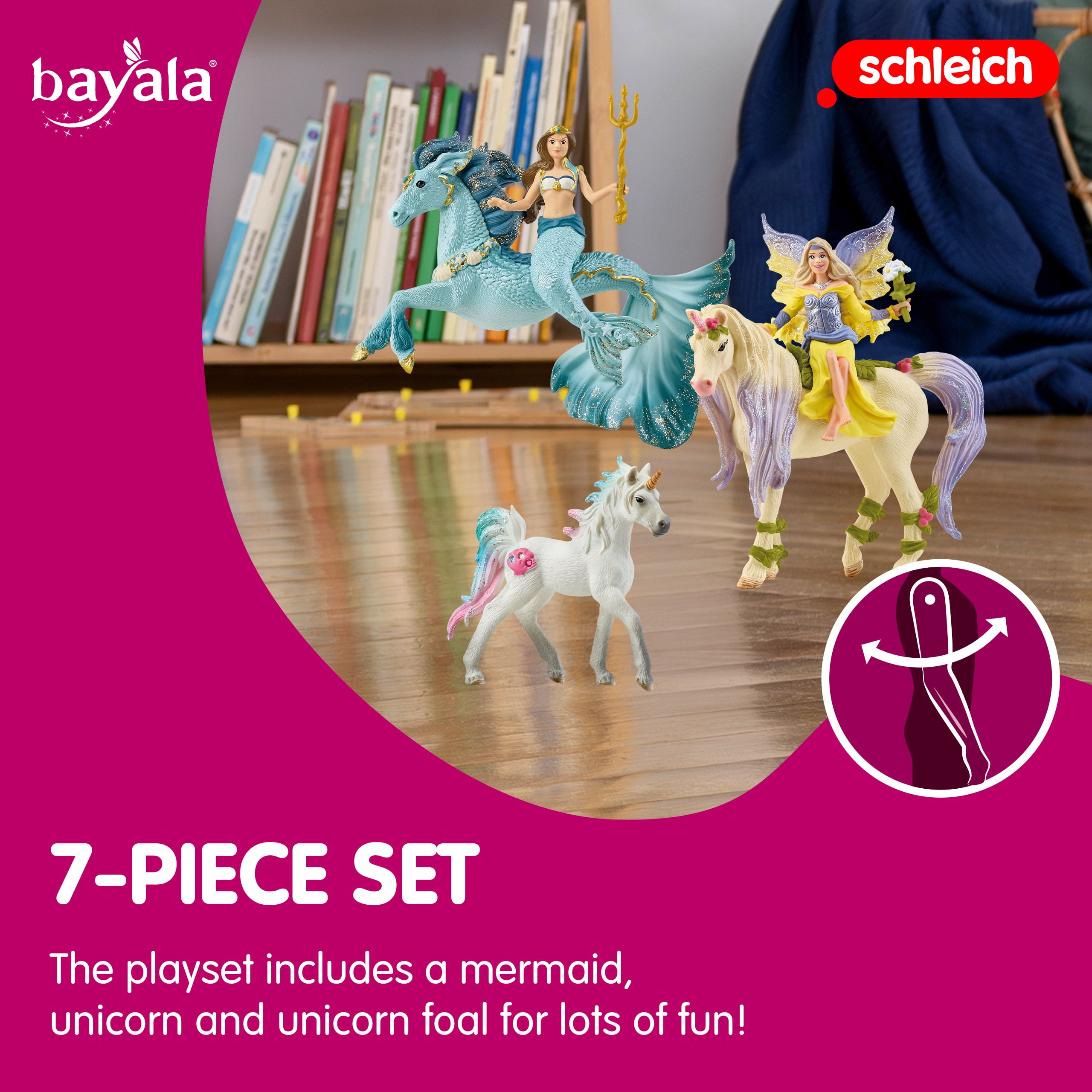 Schleich Bayala - 7 PC Mermaid, Unicorn and Fairy Toy Starter Set for Girls and Boys - Cute Fairies and Unicorn Figures with Accessories - Kids Ages 5+ - 72178