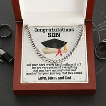Happy Graduation Graduation Gift for Son from Mom and Dad Cuban Link Chain Necklace