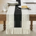 thumbnail image 2 of Boho Style Bicolor Stitching Table Runner, Boho Table Runners, Farmhouse Woven Home Decor, 2 of 14