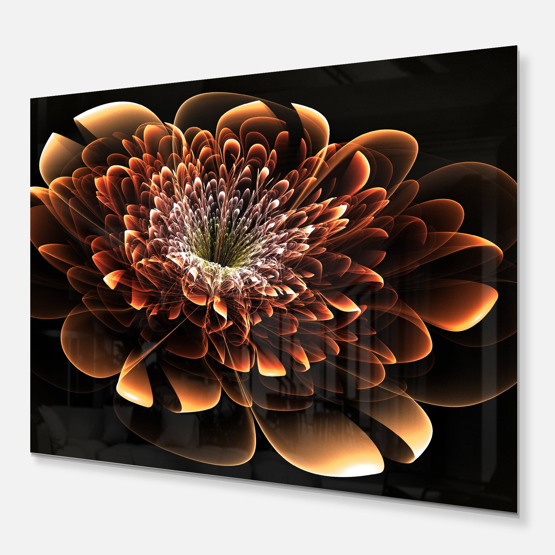 Designart 'Brown Fractal Flower ' Modern Floral Metal Wall Art