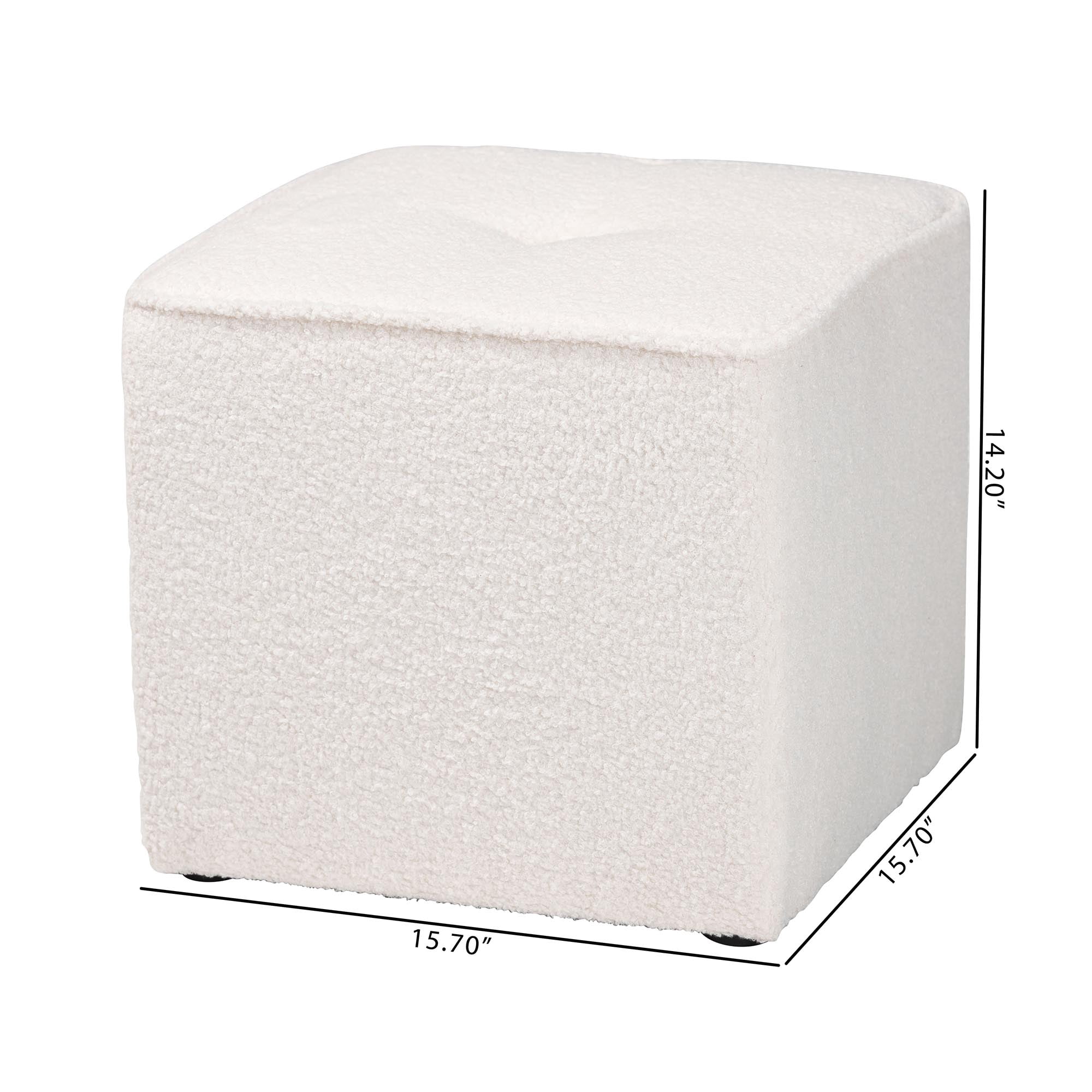 Baxton Studio Isaiah Modern and Contemporary Ivory Boucle Upholstered Ottoman