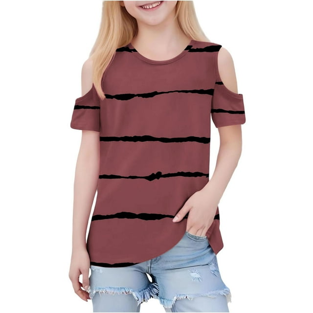 Zpanxa T-Shirts pour Tout-Petites Fille Imprimé Décontracté Manches Courtes Col Rond Haut Mode avec Coton 4 Ans