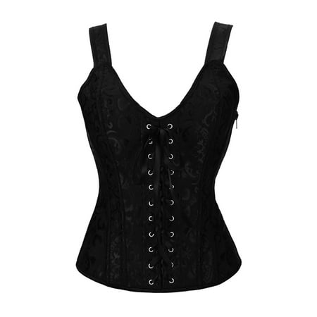 

SLIMBELLE Women Plus Size Black Steampunk Lace Up Waist Training Corset Bustier Overbust Top Shaper