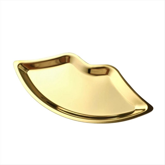 2 Piezas Bandeja de Joyería en Forma de Labio de Acero Inoxidable Cosméticos para el Hogar Bandeja de Metal Bandeja de Almacenamiento de Joyería Femenina Decorativa,A
