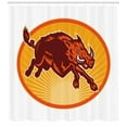thumbnail image 3 of Ambesonne Razorback Shower Curtain, Retro Attacking Wild Boar, 69"Wx84"L, Vermilion Burgundy, 3 of 3