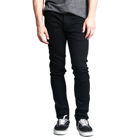 Men's Skinny Fit Stretch Raw Denim Jeans DL1004 - BLACK -