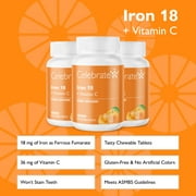 Celebrate Vitamins 18 mg Iron + Vitamin C Chewable Tablets - Orange Flavor - 90 count
