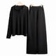 thumbnail image 3 of Conjuntos de Dos Piezas para Mujer, Sudadera de Larga con Cuello en V y Pantalones Anchos, Conjuntos de Chándal para Estar en Casa Negro S, 3 of 9