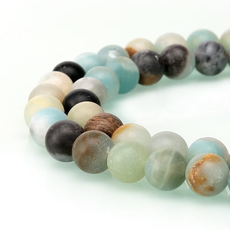 Natural Aquamarine Round Beads - BRCbeads Amazonite Natural Gemstone 10mm Matte Round Beads for Jewelry Making