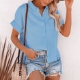 thumbnail image 2 of Aricy button down shirts for women plus size Casual Short Sleeve Loose Fit V-Neck Linen Work Blouse Tops with Pocket, Button On Shirt, 2 of 5