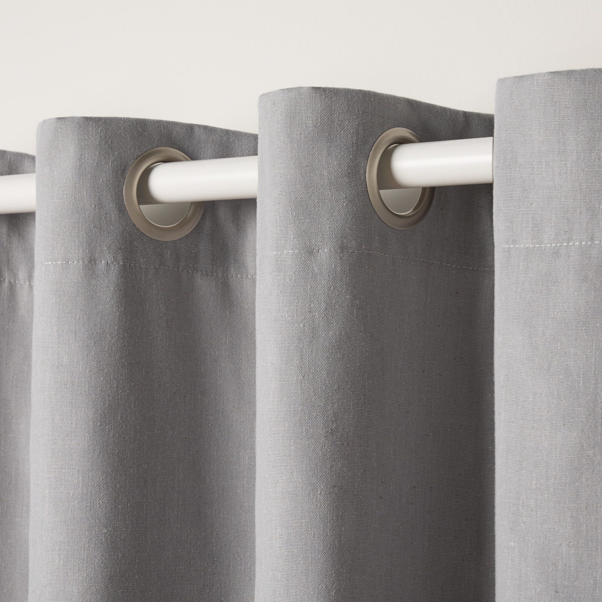 TOWN & COUNTRY BASICS Bertram Solid Linen Texture Indoor Curtains, Room Darkening with Energy Efficient Lining, Grommet Top, 2-Pack Set, Grey, 50"x96"