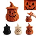 thumbnail image 4 of QLUEWX Saffron Handwoven Pumpkin Halloween Decorations, 9.4" Seagrass Jack-O-Lantern with Lid Table Decor, Pumpkin Basket Candle Holder Tabletop Centerpiece for Party Supplies Prop Halloween Decor, 4 of 9