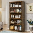 thumbnail image 4 of 69.9" Tall Bookcase, 5-Tier Bookshelf Wood Bookshelves for Home Living Room Office, Brown, 4 of 8