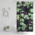 thumbnail image 2 of Stall Shower Curtain, Green Eucalyptus Small Shower Curtain for Bathroom Pink Floral Waterproof Fabric Narrow Black Shower Curtain Set with Hooks, 36x72 Inch, 2 of 6
