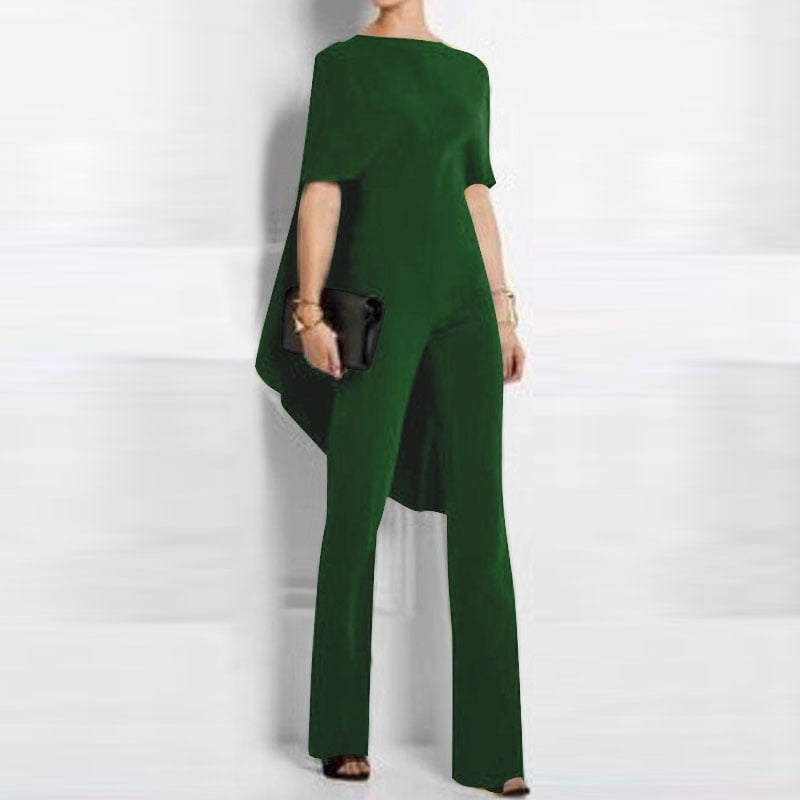 ZANZEA Women Half Sleeve O-Neck Asymmetric Hem One Piece Cape