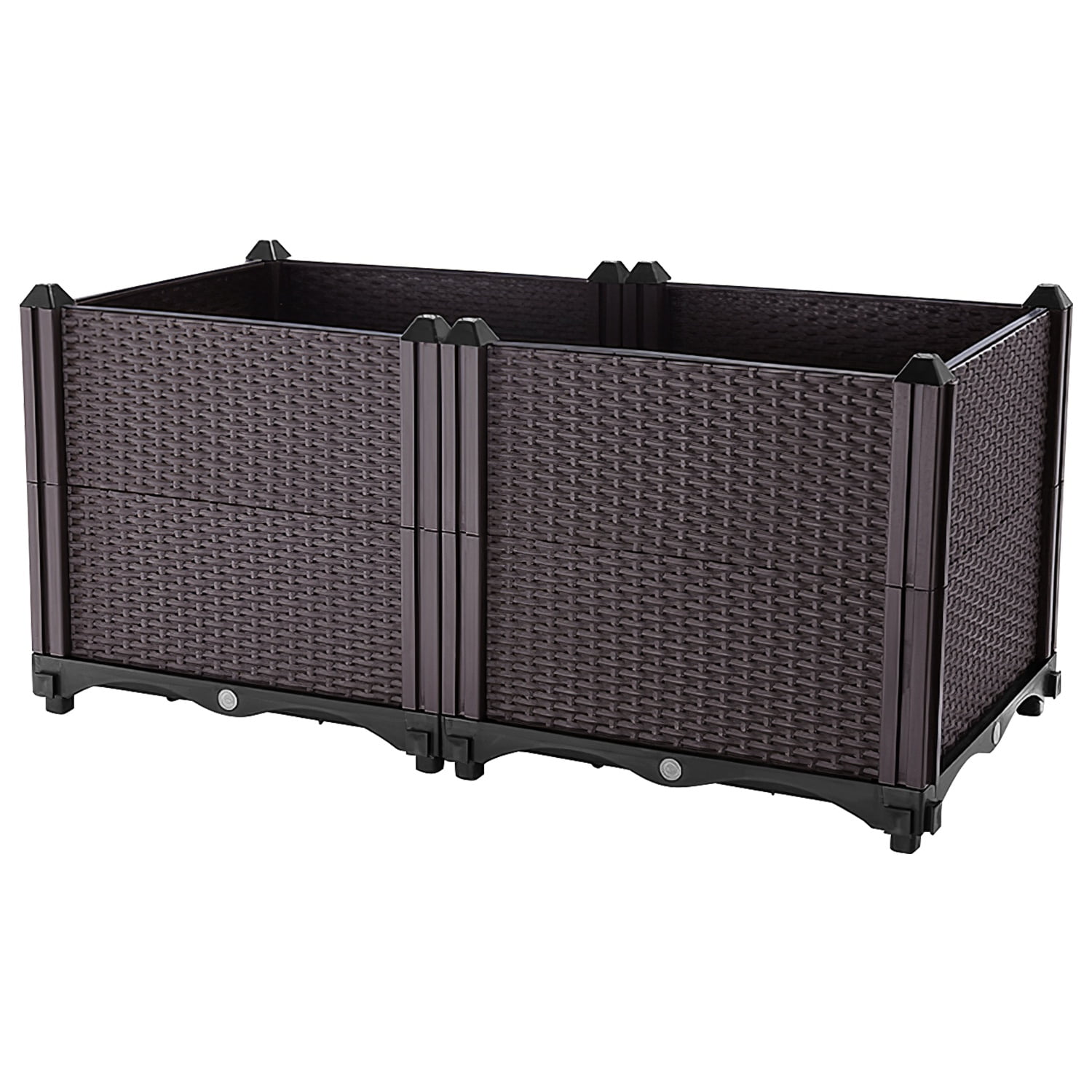 Garden Patio Bed TeqHome Plant Growth Box PP Rectangle Elevated Planter Box with Self-watering System for Flowers Vegetables Herbs Brown 23.6x11.8x13.8in-L