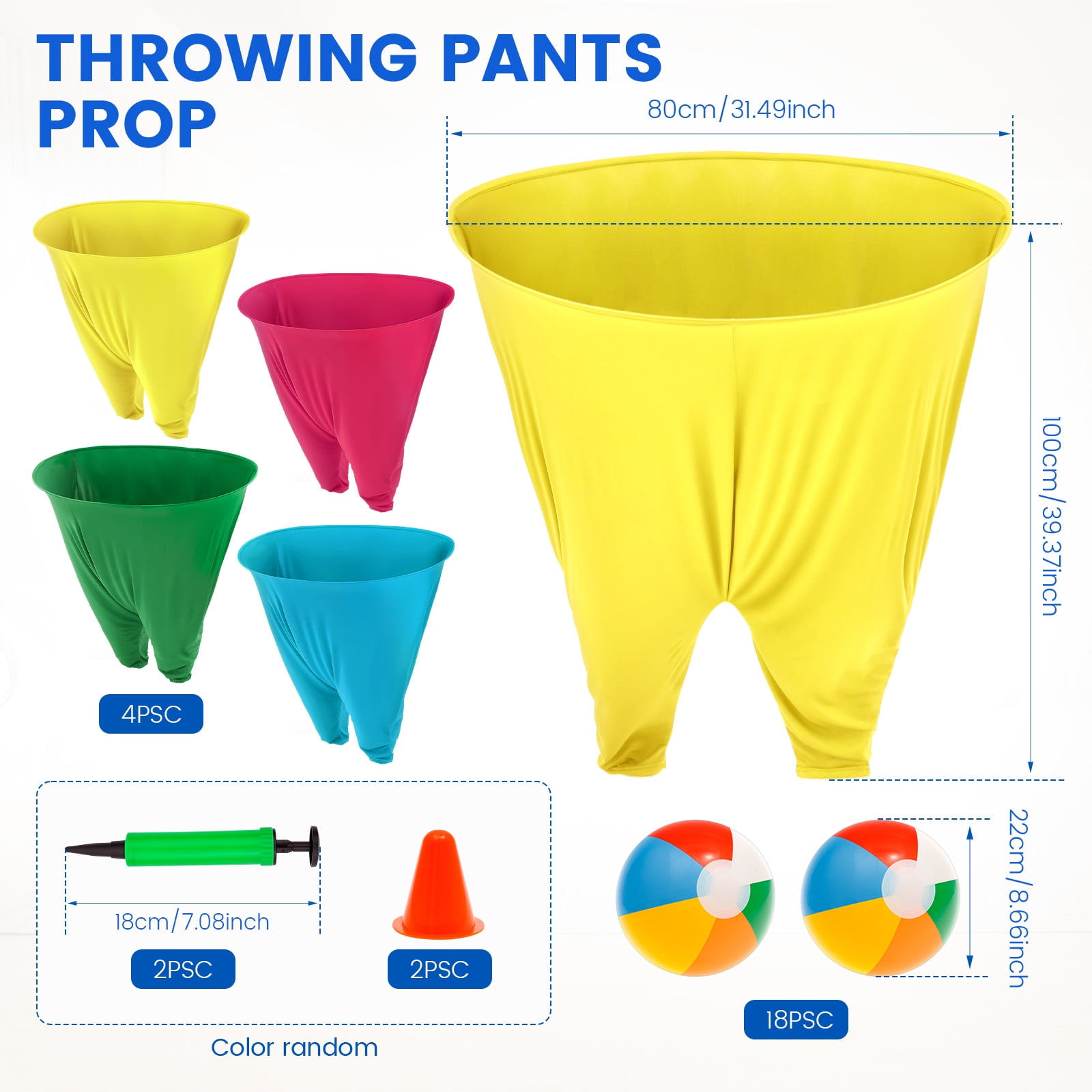 4Pcs Granny Pants Yard Game Set Creative Oversized Pants Tossing Game with 18 Ball and 2 Air Pump for Outdoor Courtyard Party Adults