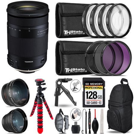 Tamron 18-400mm f/3.5-6.3 Di II VC HLD Lens (Canon) - 3 Lens Kit + Tripod + Backpack - 128GB Accessory Bundle