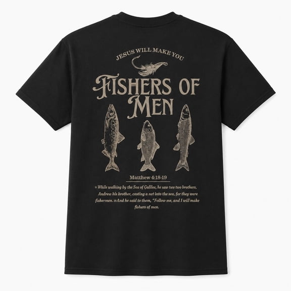Fishers of Men Christian Fishing Graphic T-Shirt, Unisex Classic Fit