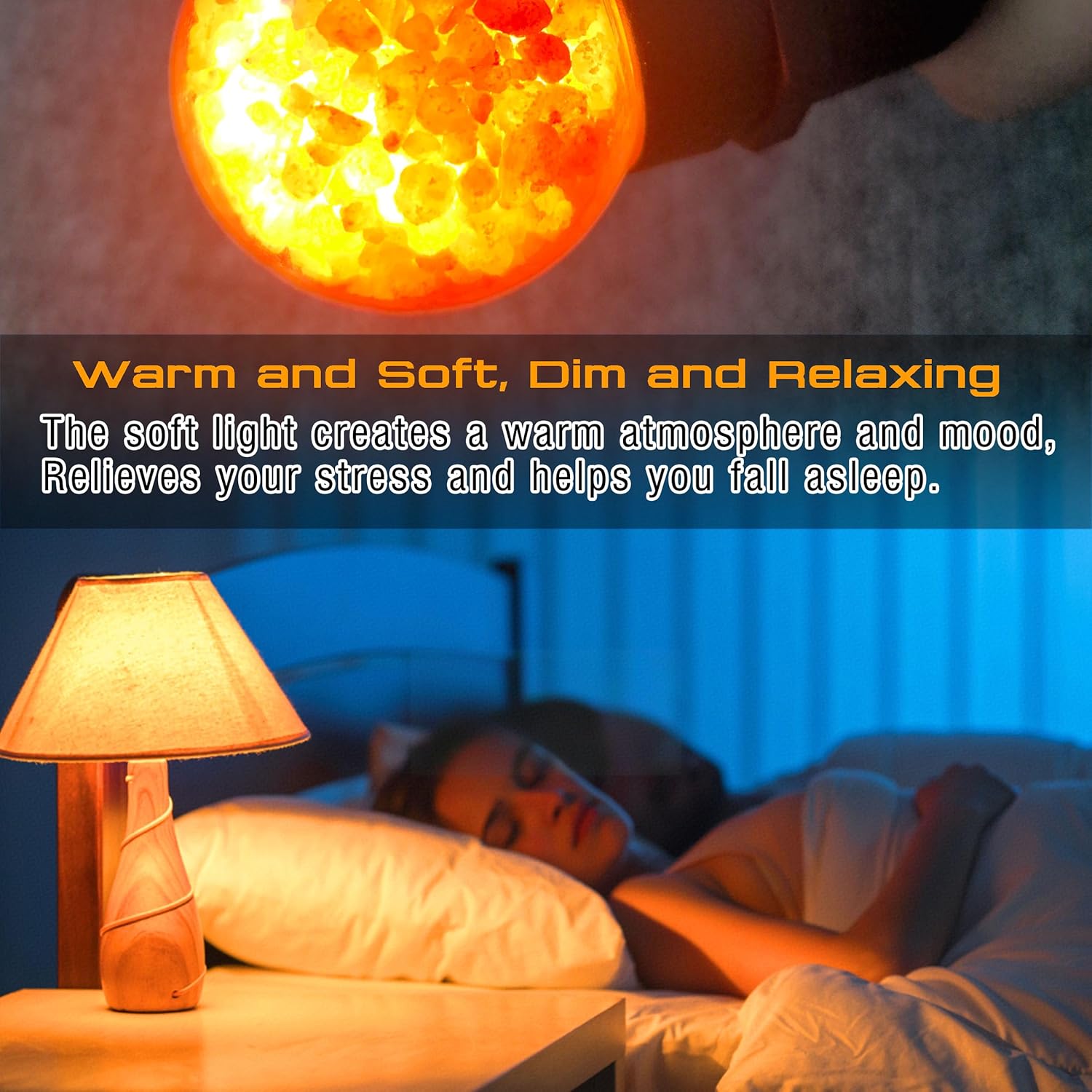 PYYAN-Himalayan Salt Lamp LED Light Bulbs, E26 2200K Warm Amber Pink, 3W Mood Lighting Night Light, E26 G45 Salt Rock Stress Relief Bulbs for Bedroom, Decor, Sleep Light, Non-Dimmable, 2pack