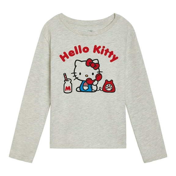 Hello Kitty Drop Shoulder Long Sleeve T-Shirt Little Kid to Big Kid