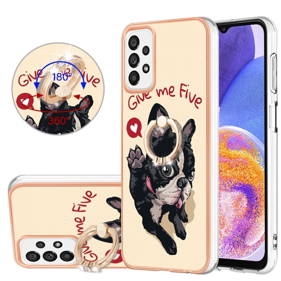TECH CIRCLE For Galaxy A05S Case with Stand,360 Rotatable Shiny Ring Holder Kickstand Soft TPU Girls Women Case Shockproof Protective Phone Case for Samsung Galaxy A05S 6.7" 2023,Dog